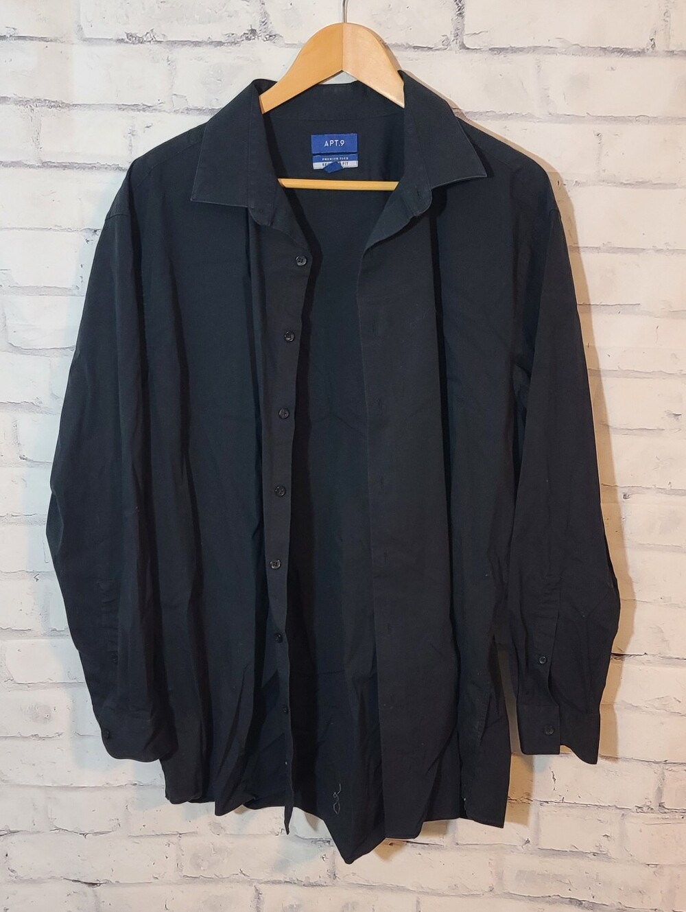Apt. 9 Premier Flex Men's Long Sleeve Button-Up Shirt Solid Black 2XL